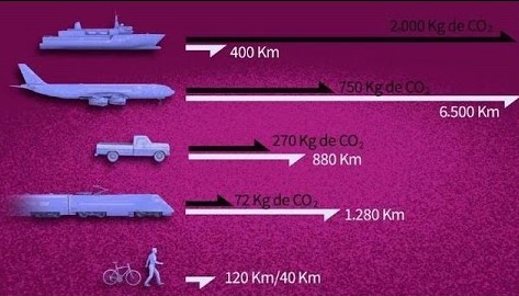 Quantidade de Carbono emitida por tipo de transporte