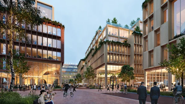 Maior Cidade de Madeira do Mundo em Construção em Estocolmo