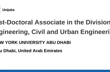 Vaga para Pós-Doutorado em Engenharia Civil e Urbana em Abu Dhabi, Emirados Árabes Unidos