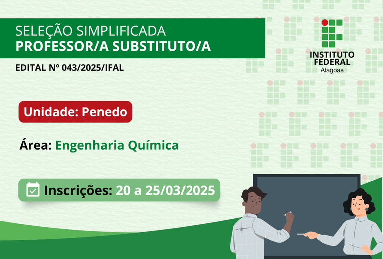 Ifal contrata professor temporário de Engenharia Química em Penedo. Inscrições abertas!