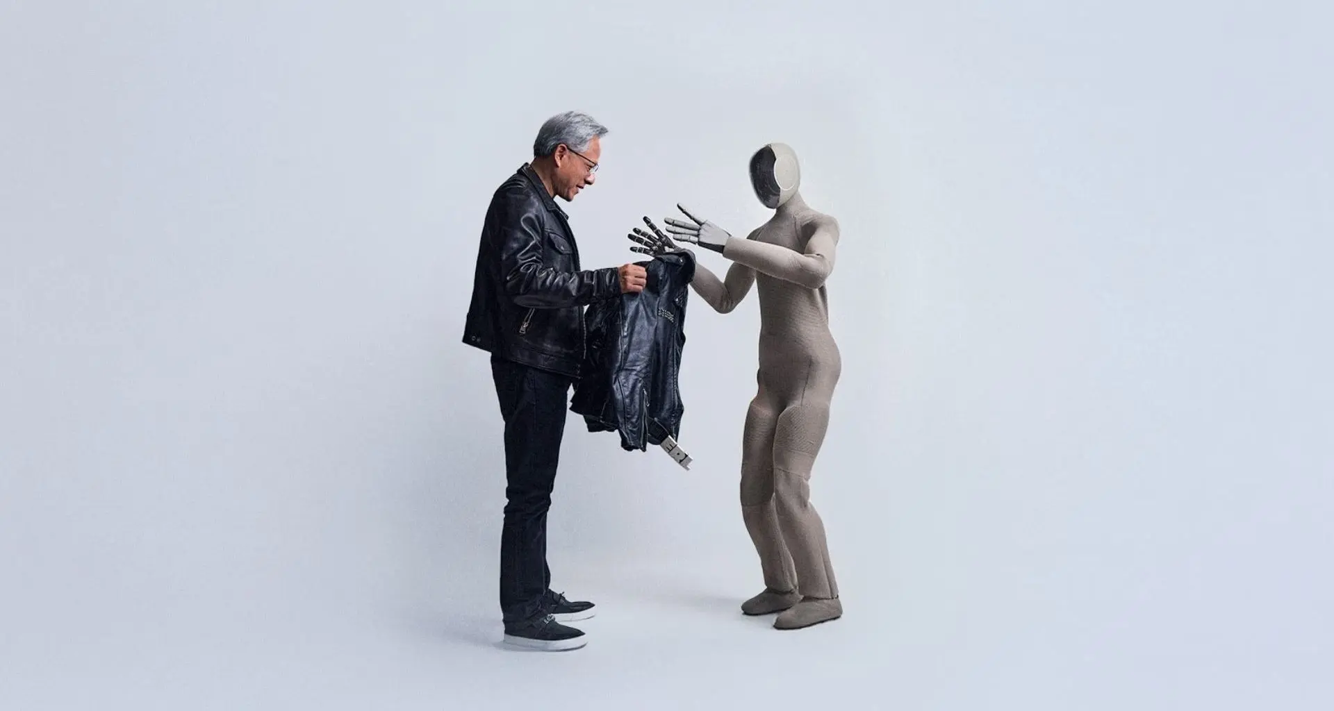 Vídeo: Robô europeu veste casaco e presenteia CEO da NVIDIA com jaqueta