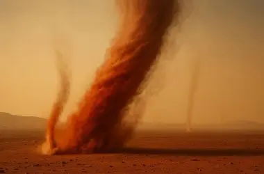 Robô da NASA filma raro choque de dois tornados de poeira em Marte com detalhes impressionantes