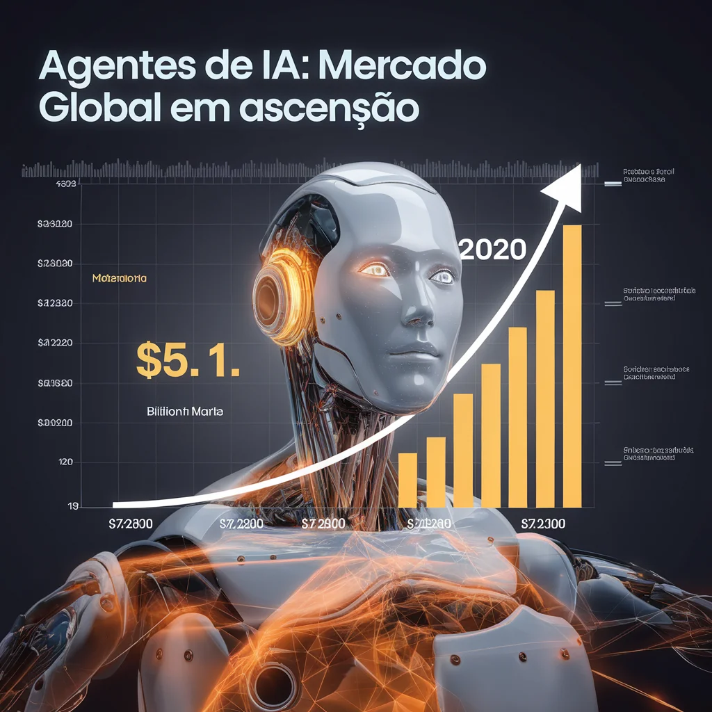 **Agentes de IA: Mercado Global em Ascensão** O setor de Agentes de IA projeta crescimento de US$ 5,1 bilhões em 2024 para US$ 47,1 bilhões em 2030. Com foco em automação e análise de dados, 2025 será o ano decisivo para consolidação dessas tecnologias.