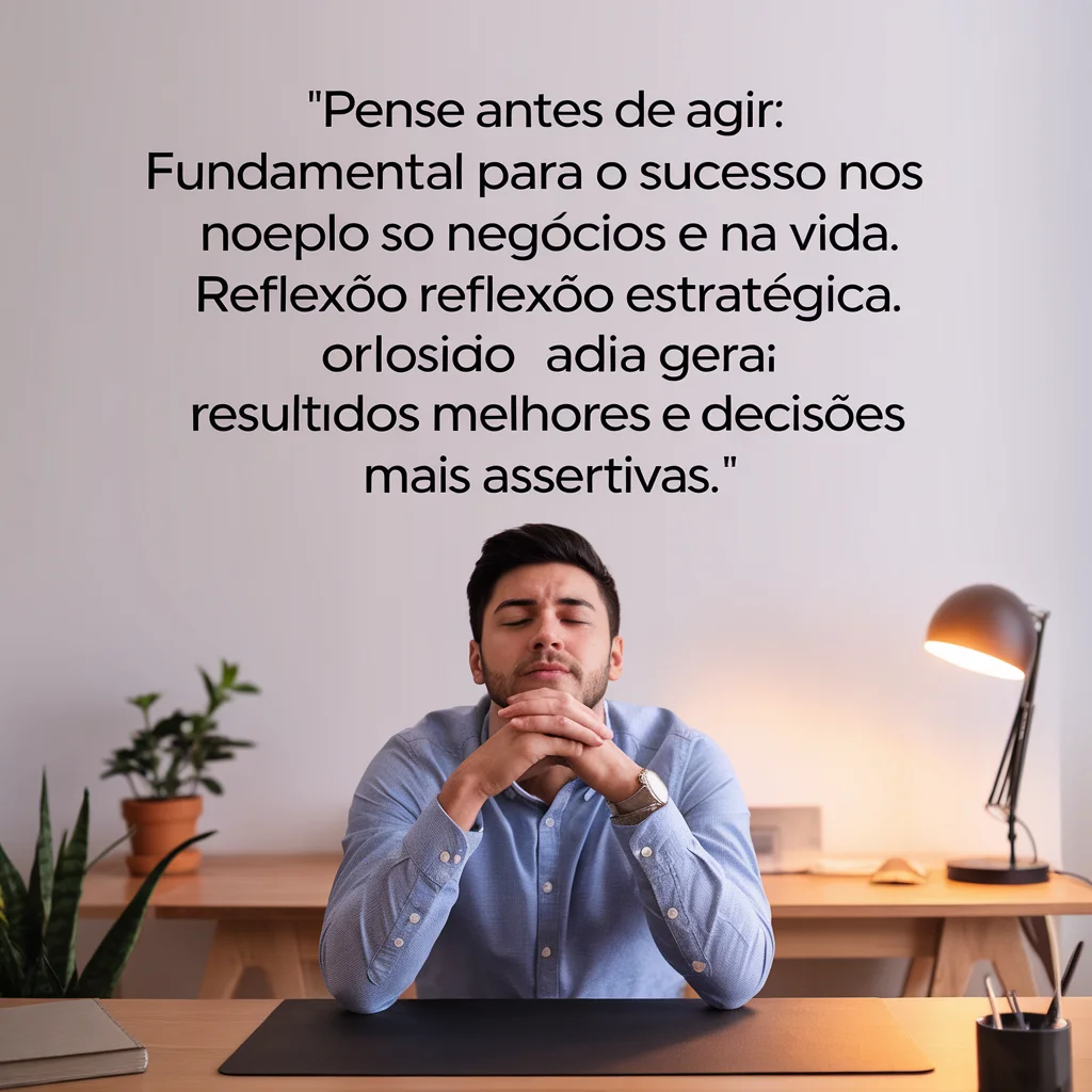 Pense antes de agir: fundamental para o sucesso nos negócios e na vida. Reflexão estratégica gera resultados melhores e decisões mais assertivas.