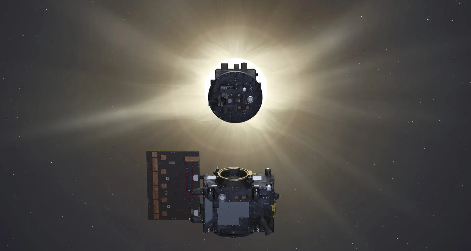 Duas naves Proba-3 fazem manobra inédita no espaço simulando eclipse solar em órbita da Terra