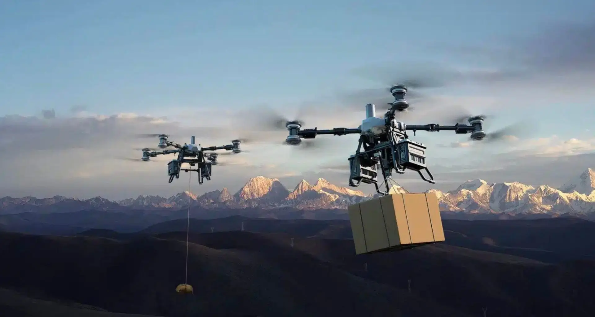 Novo drone de carga da DJI recarrega em 9 minutos e transporta 80 kg facilmente