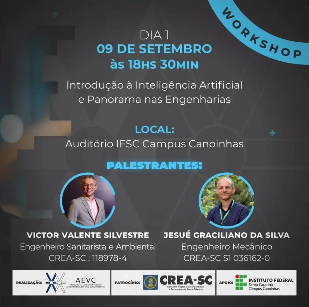 Workshop sobre Inteligência Artificial na Engenharia promovido pelo CREA de Santa Catarina capacita profissionais