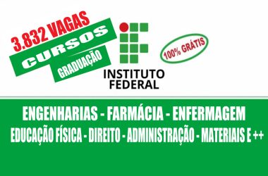3,8 mil vagas gratuitas no IFPR: engenharia, farmácia, enfermagem, educação física, direito e mais cursos