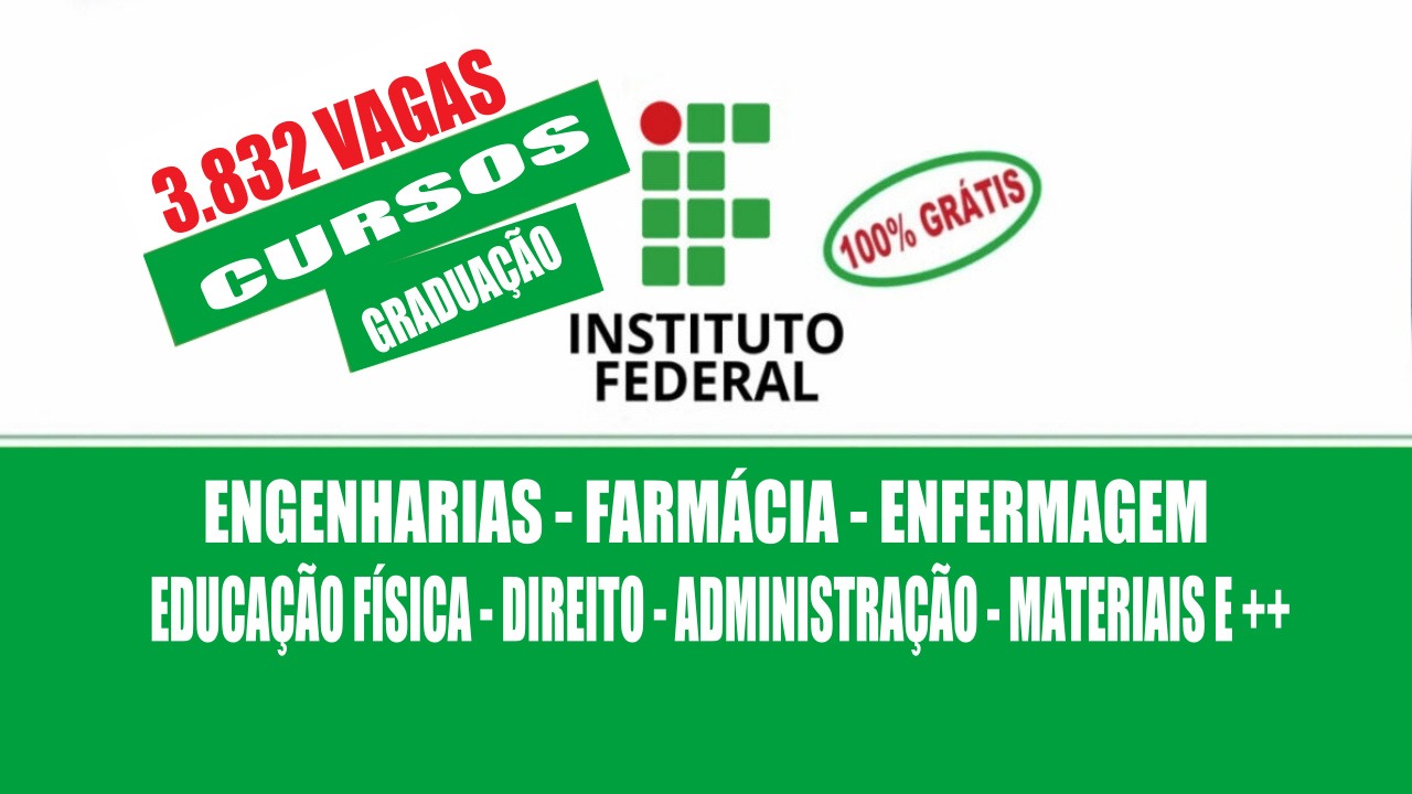 3,8 mil vagas gratuitas no IFPR: engenharia, farmácia, enfermagem, educação física, direito e mais cursos