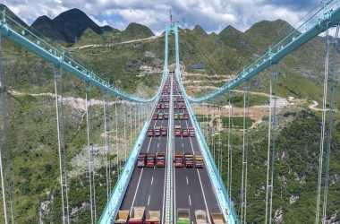 Concluído teste de carga na ponte mais alta do mundo em Guizhou, na China