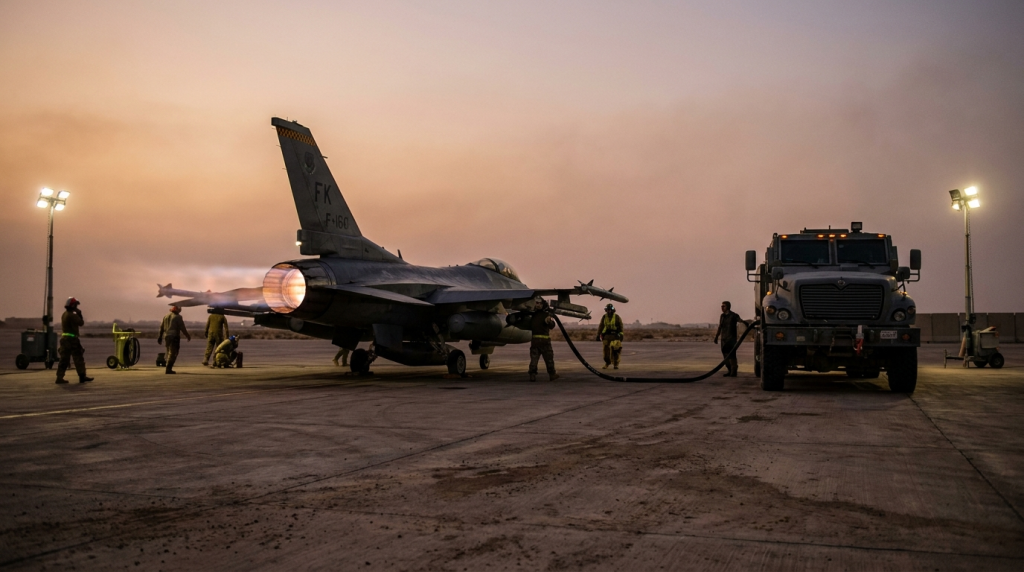 Hot-pit refueling reduz tempo de reabastecimento em 66% para caças da USAF