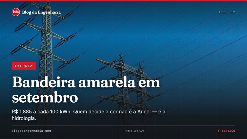 Bandeira amarela em setembro: R$ 1,885 a cada 100 kWh — e quem realmente decide a cor